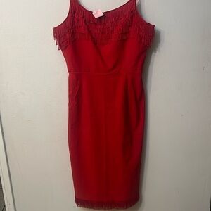 Outerlimitz retro 50’s red fringe dress size L